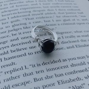 Wire Wrapped Black Gemstone Ring